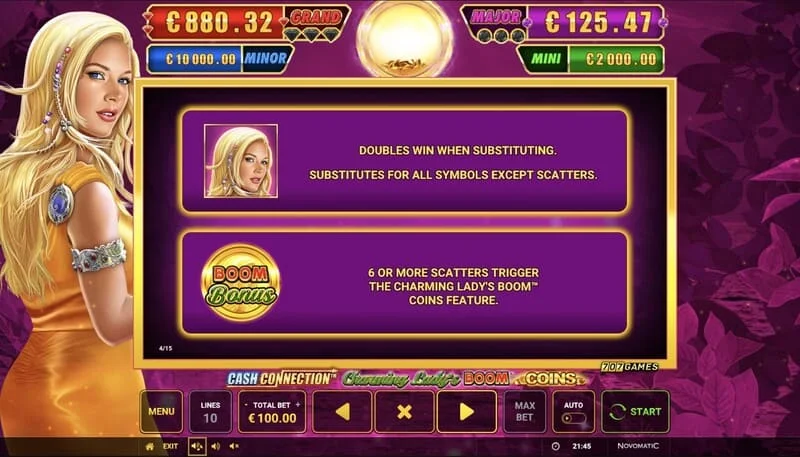 Cash Connection - Charming Lady's Boom Coins - 7x5 ızgarada Boom Coins turunun başlaması